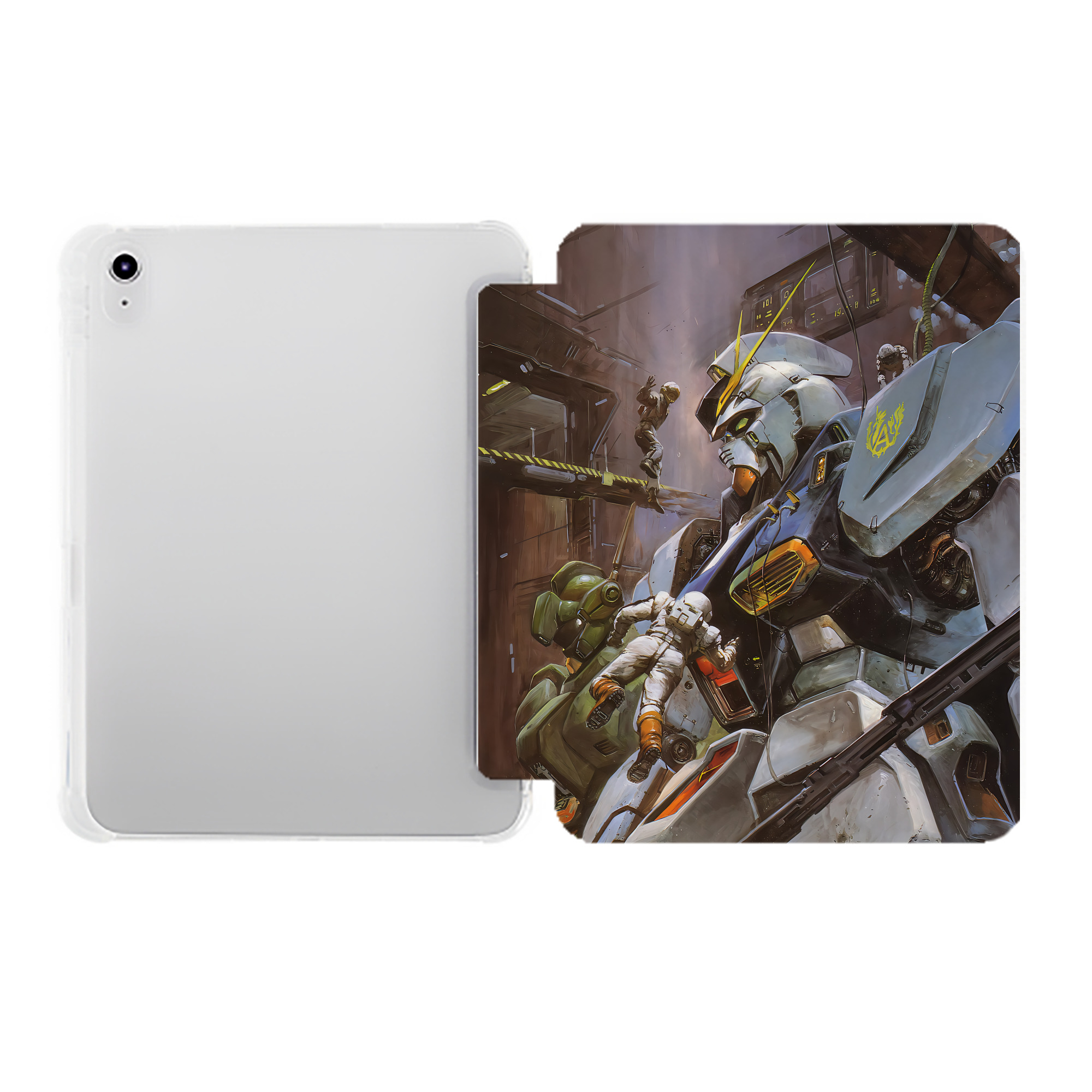 （画像用） 機動戦士ガンダム Mobile Suit Gundam IPad ケース ペン収納付き 三つ折りスタンド PUレザー×シリコン 対応機種9.5/10.5/10.9インチ